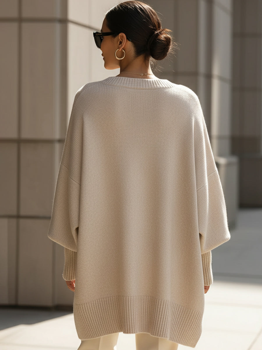 Maryse | Oversized damestrui van wolmix met asymmetrische zoom