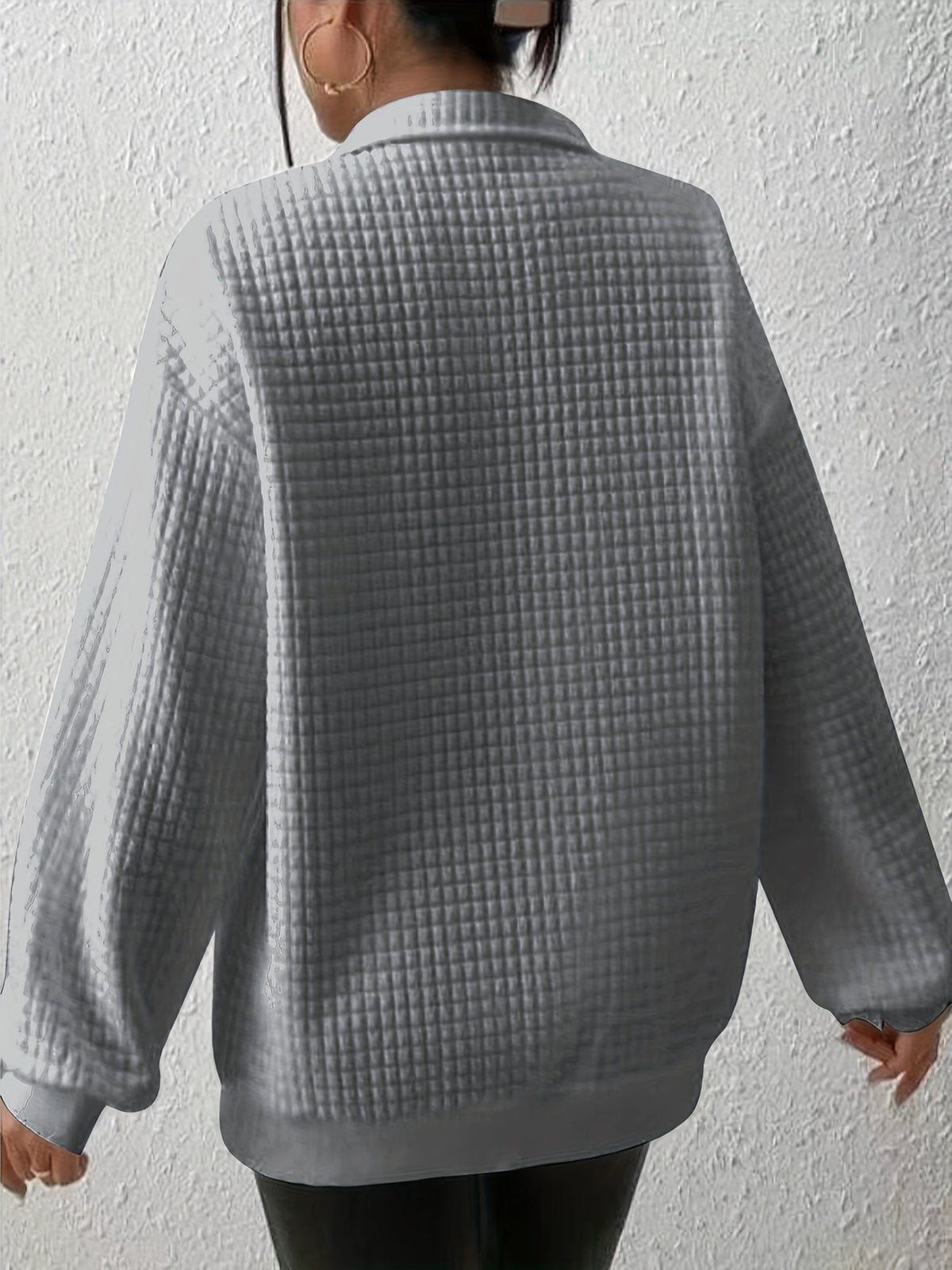 Pullover met wafelstructuur en kwartrits
