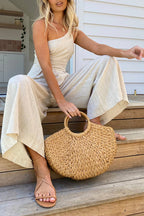Mouwloze dames jumpsuit met losse pasvorm