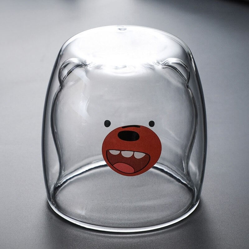 Dubbellaagse beren beker – materiaal: Glas — afbeelding 17