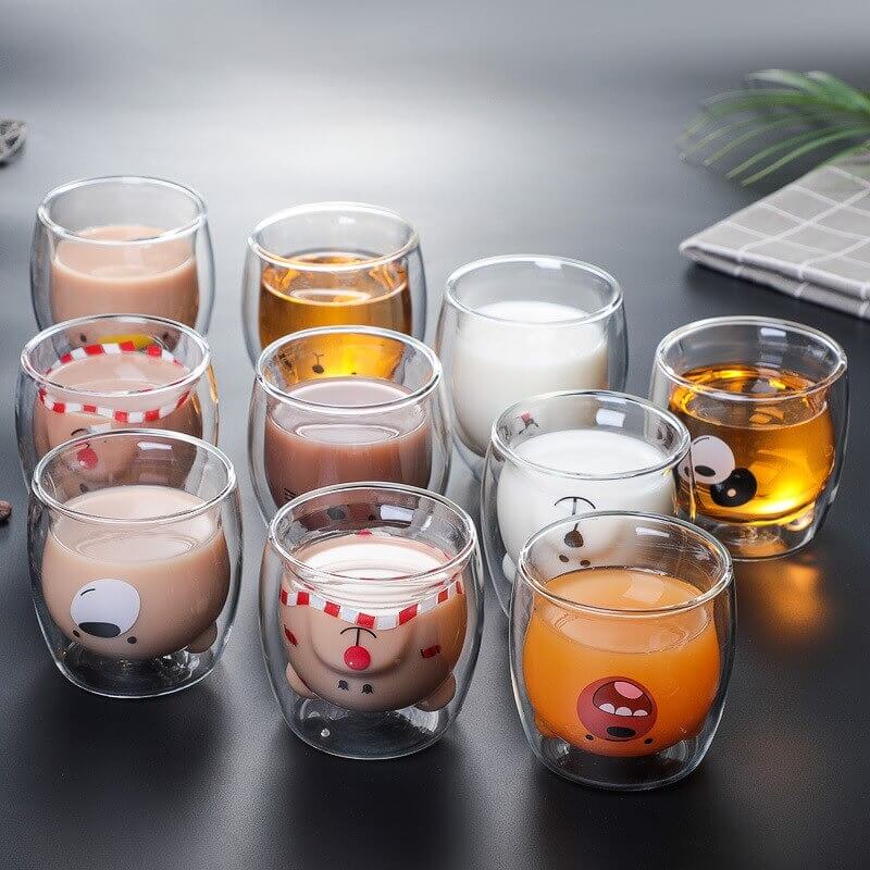 Dubbellaagse beren beker – materiaal: Glas — afbeelding 6