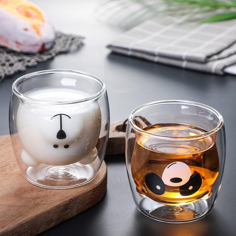 Dubbellaagse beren beker – materiaal: Glas — afbeelding 2