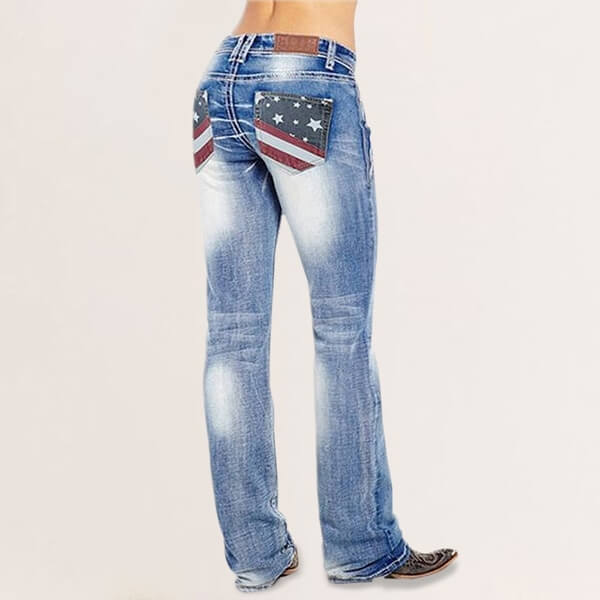 Dames bootcut jeans met vlag details