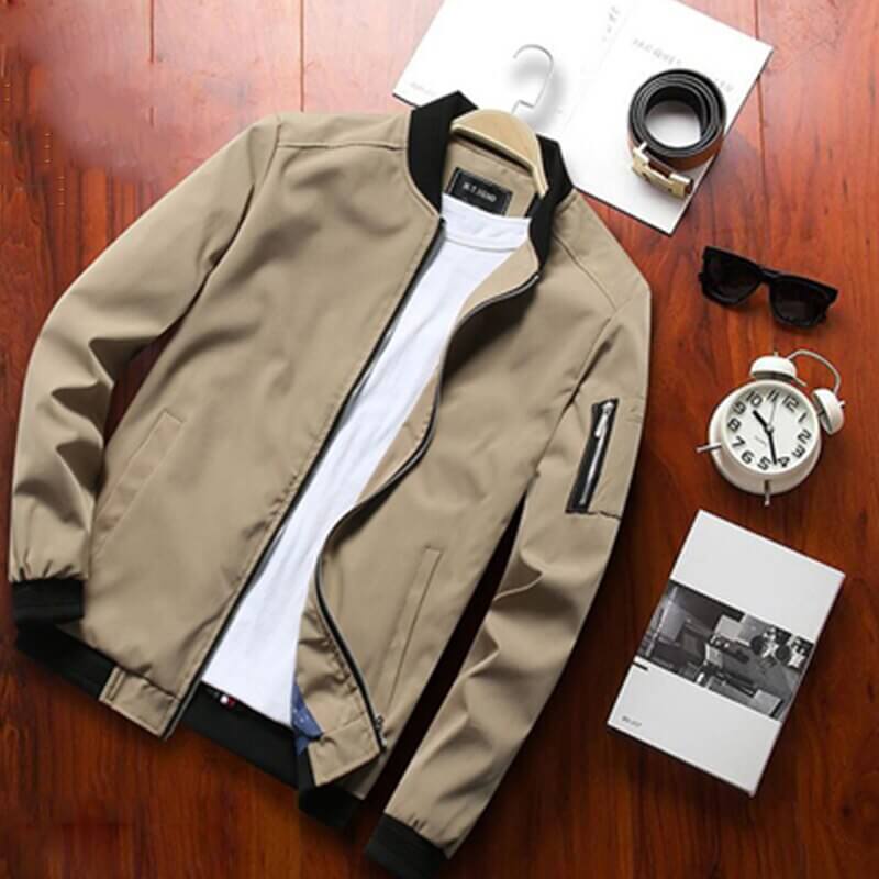 Lichte & trendy heren bomberjack met rits