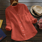 Dames linnen shirt met lange mouwen