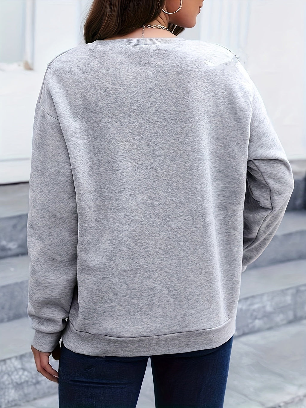 Casual sweatshirt met verenprint