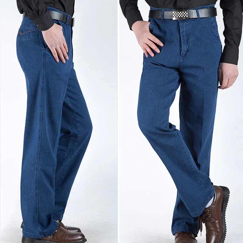 Herenjeans met hoge taille en rechte pijp