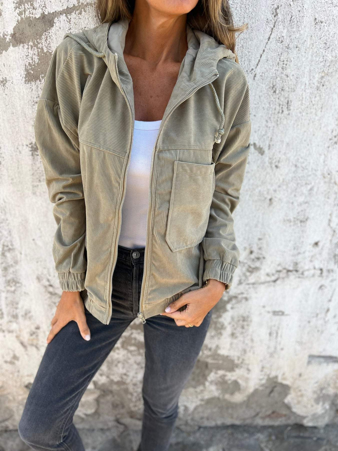 Casual dames hoodie met capuchon en rits
