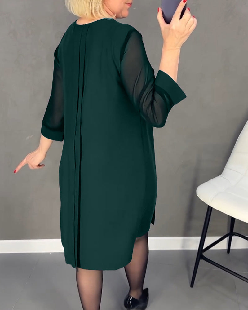 Shift jurk met meshdetails