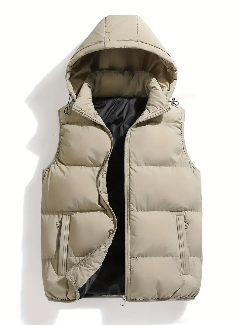 Gewatteerde heren bodywarmer met capuchon