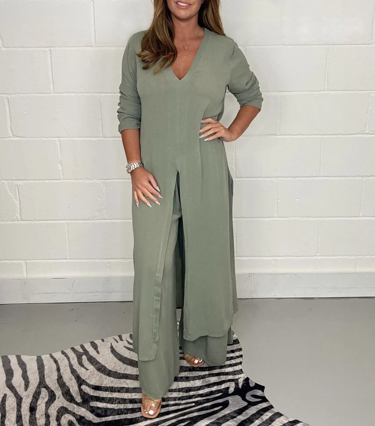 Tweedelige dames set met wijde broek – trendy & luchtig