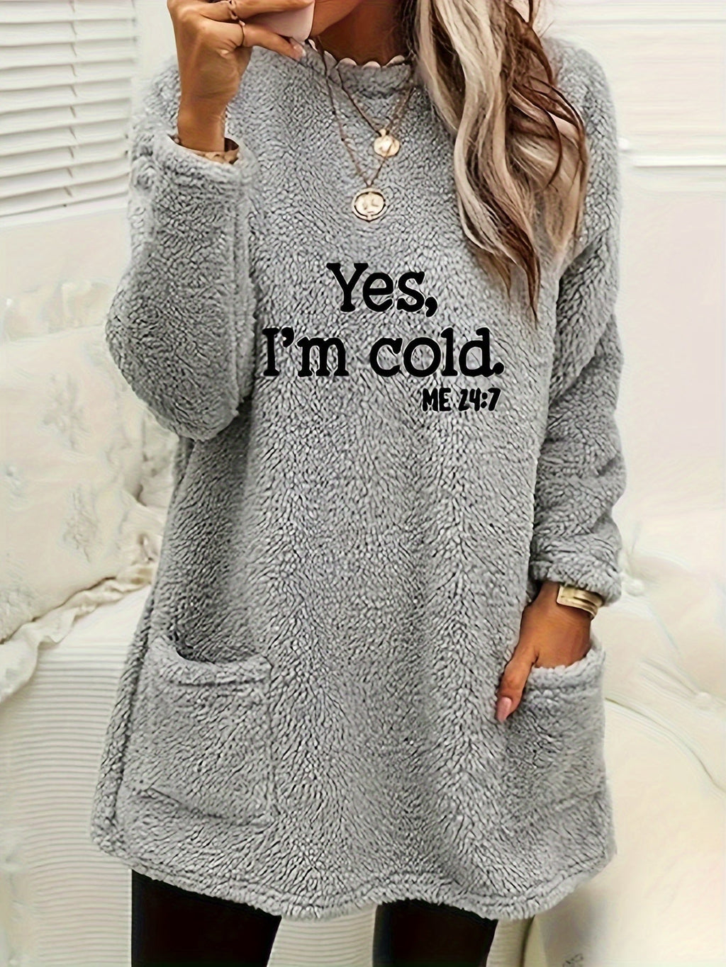Fleece sweatshirt met print