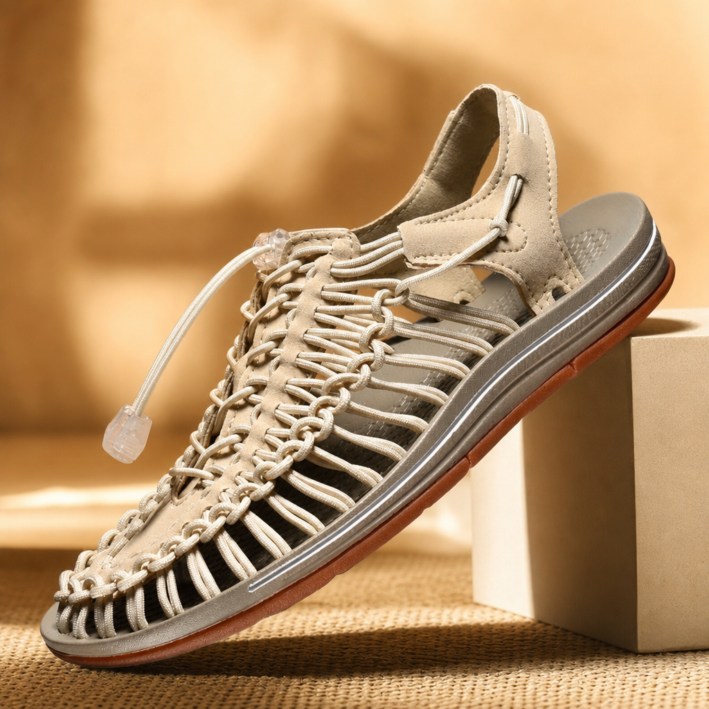 Ademende casual sandaal – geweven design