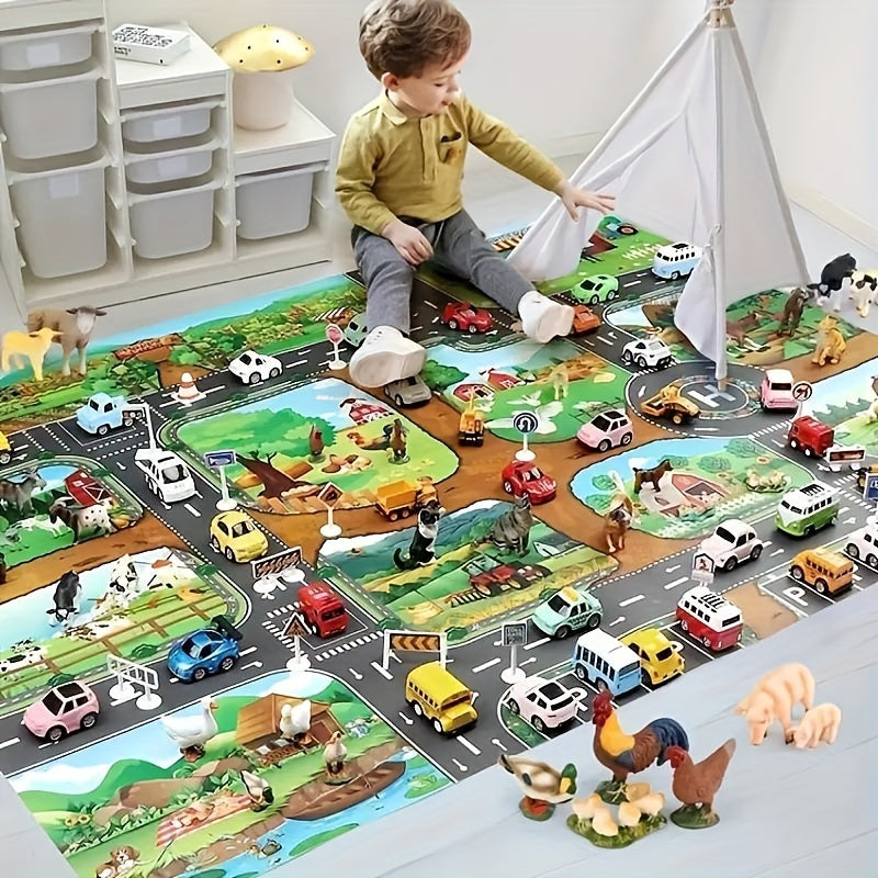 Kinder speelkleed met boerderij- en verkeersthema