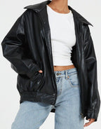 Oversized los leren damesjasje