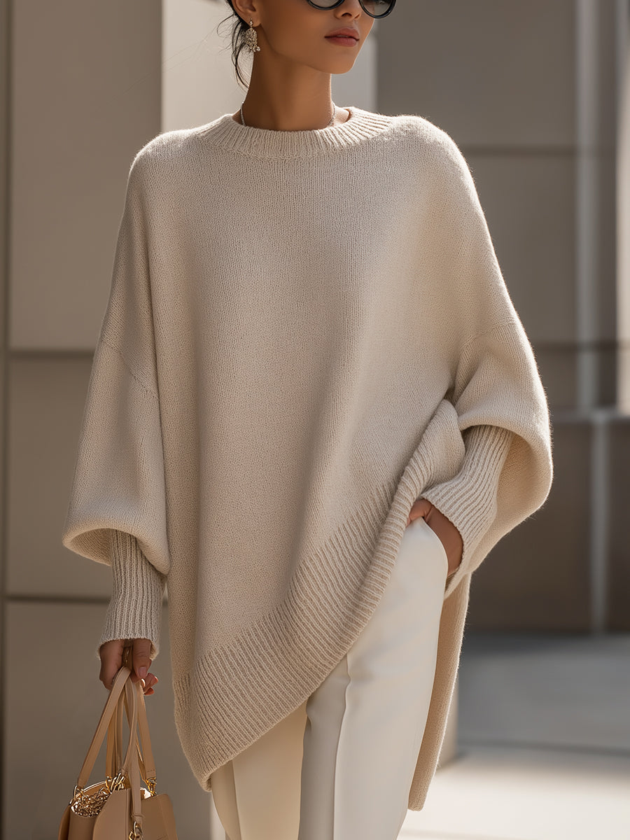 Marita | Oversized damestrui van wolmix met asymmetrische zoom