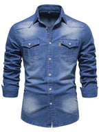 Elastisch katoenen denim overhemd