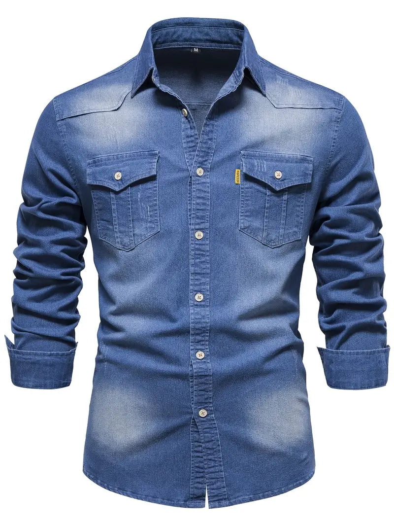 Elastisch katoenen denim overhemd