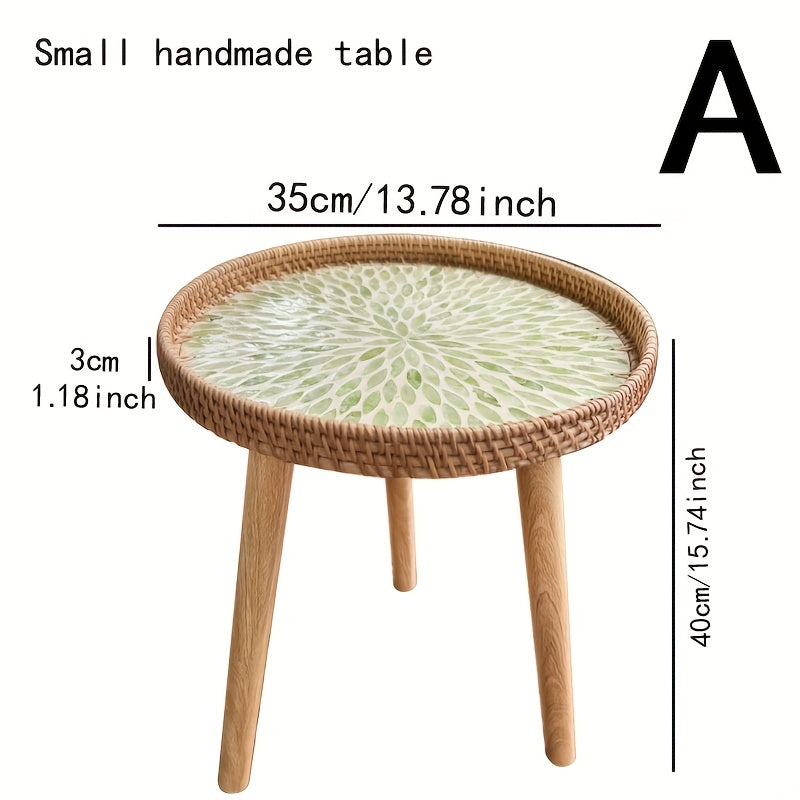 Scandinavische rotan bijzettafel