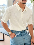 Wit casual gestreept golfshirt