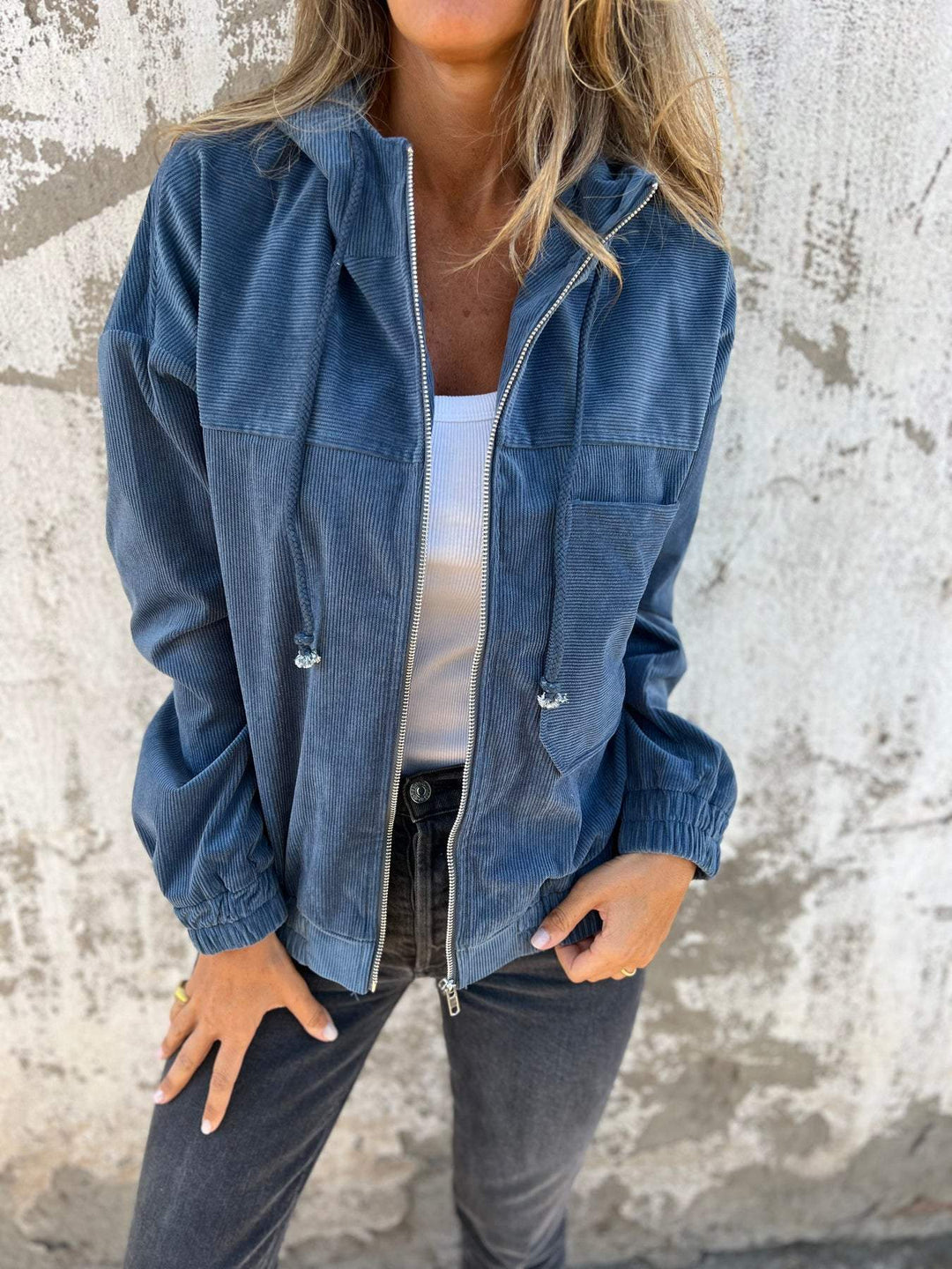 Casual dames hoodie met capuchon en rits