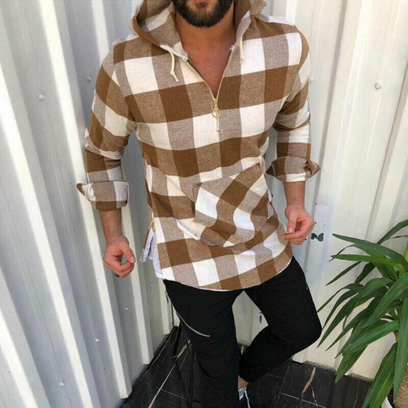Geruite hoodie voor heren — afbeelding 3