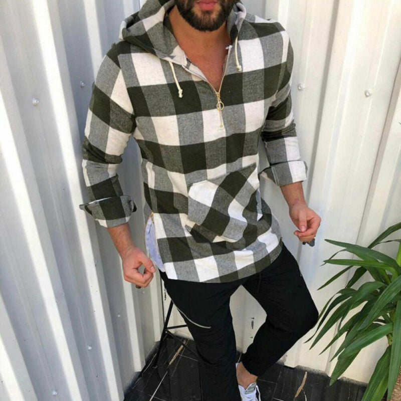 Geruite hoodie voor heren — afbeelding 1