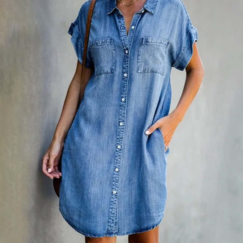 Elke | Denim overhemdjurk met knoopsluiting