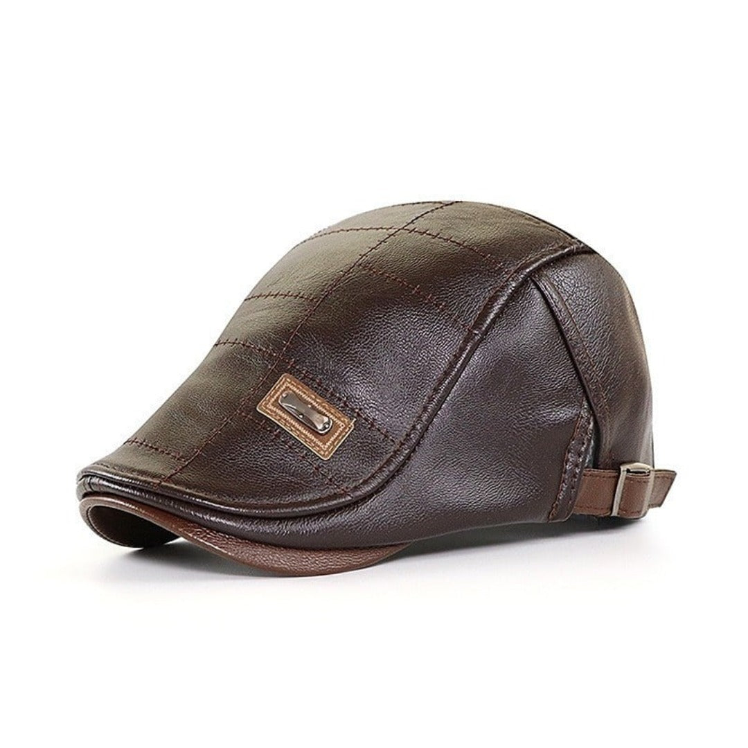 Retro heren leren baret