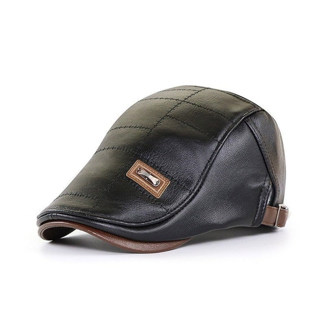 Retro heren leren baret