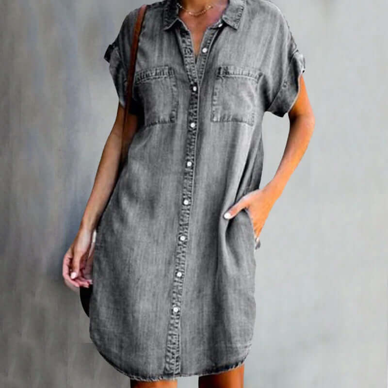 Elke | Denim overhemdjurk met knoopsluiting