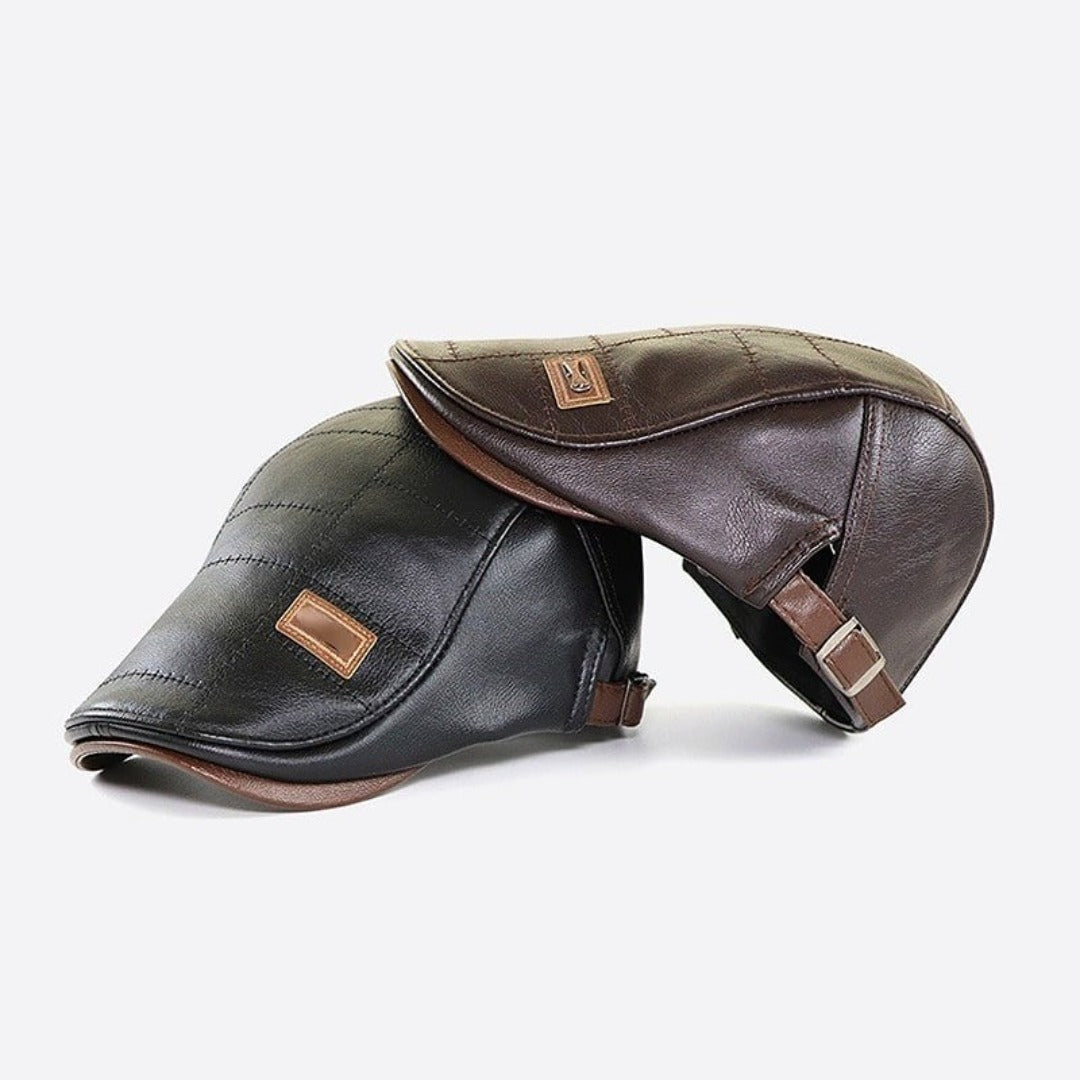 Retro heren leren baret