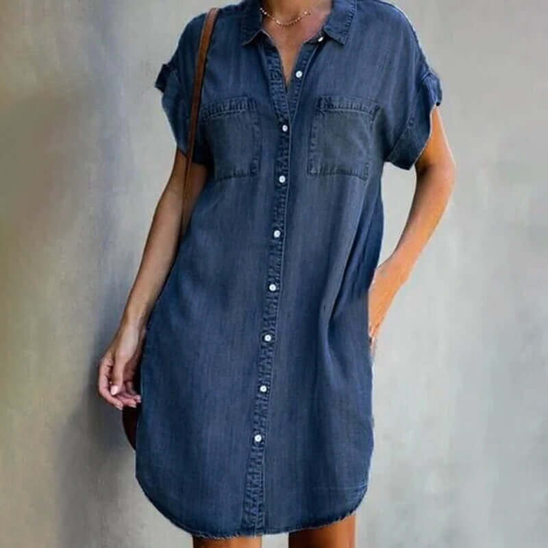 Elke | Denim overhemdjurk met knoopsluiting