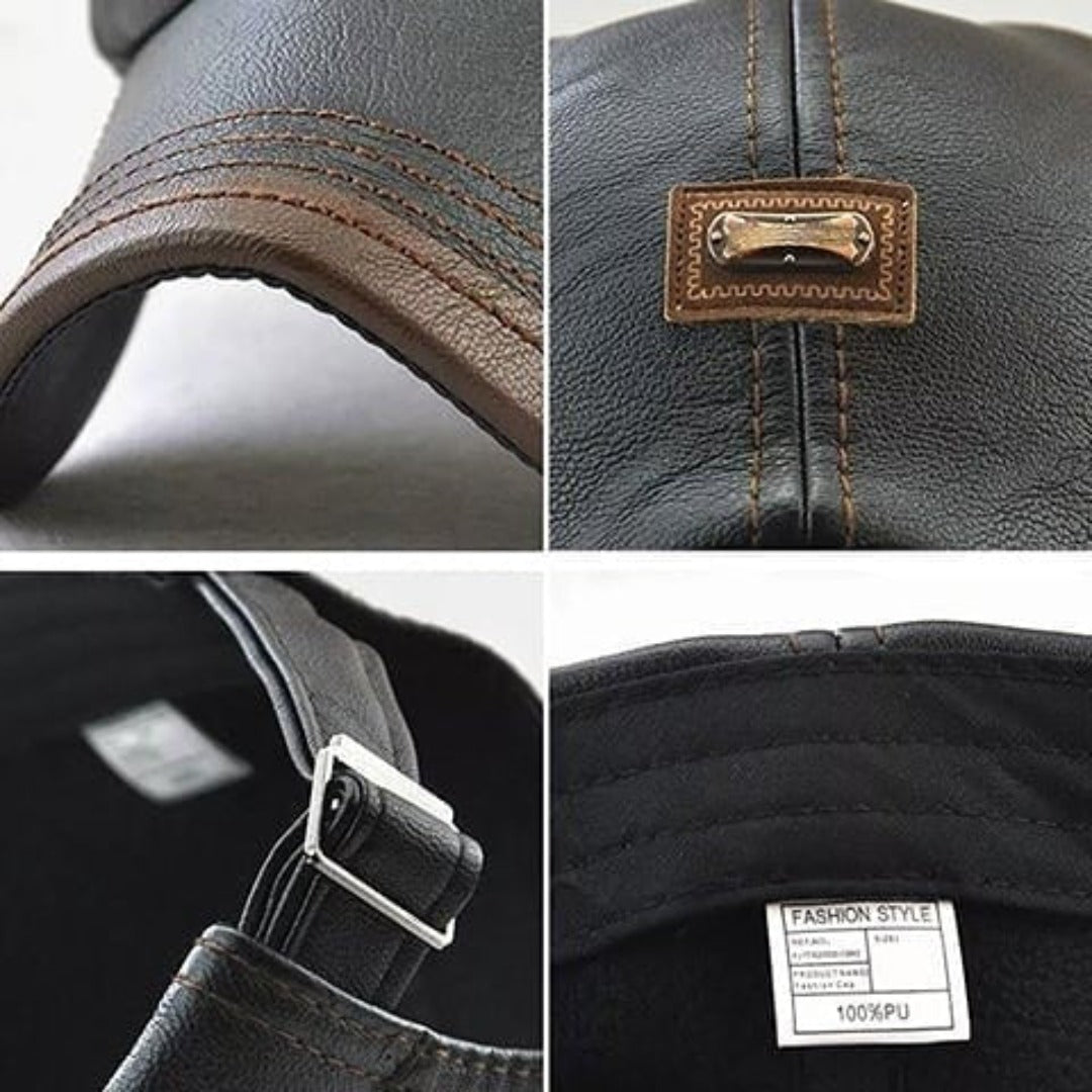 Retro heren leren baret