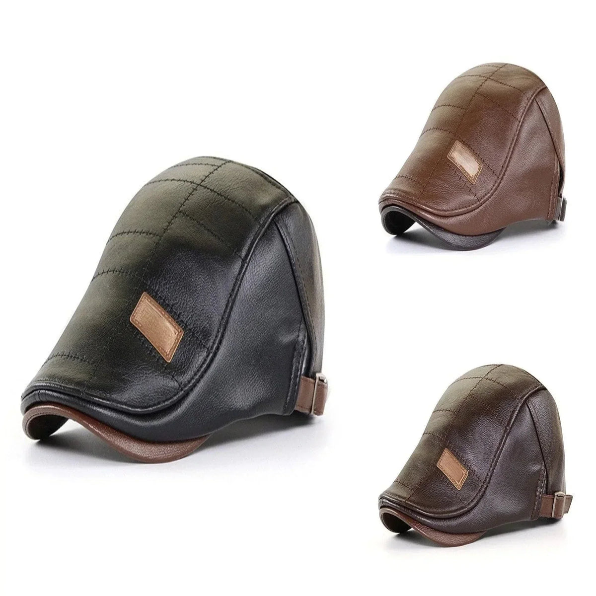 Retro heren leren baret