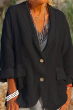 Lichte linnen blazer dames met knopen
