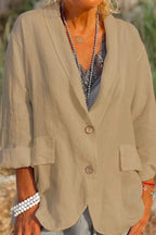 Lichte linnen blazer dames met knopen