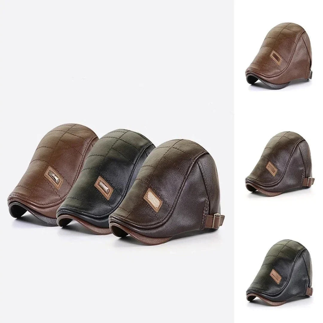 Retro heren leren baret
