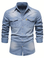 Elastisch katoenen denim overhemd