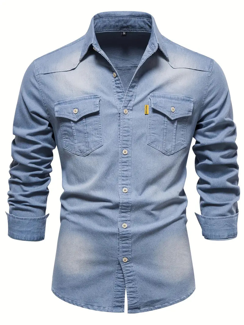 Elastisch katoenen denim overhemd