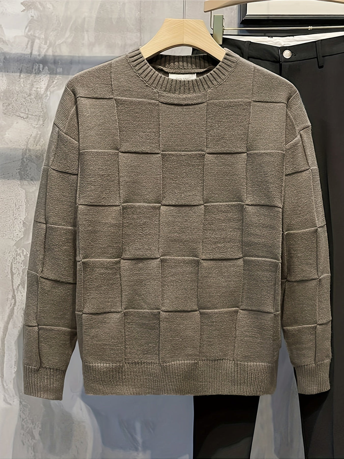 Gebreide sweater met ronde hals en stretch