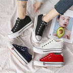 Dames canvas sneakers met plateauzool