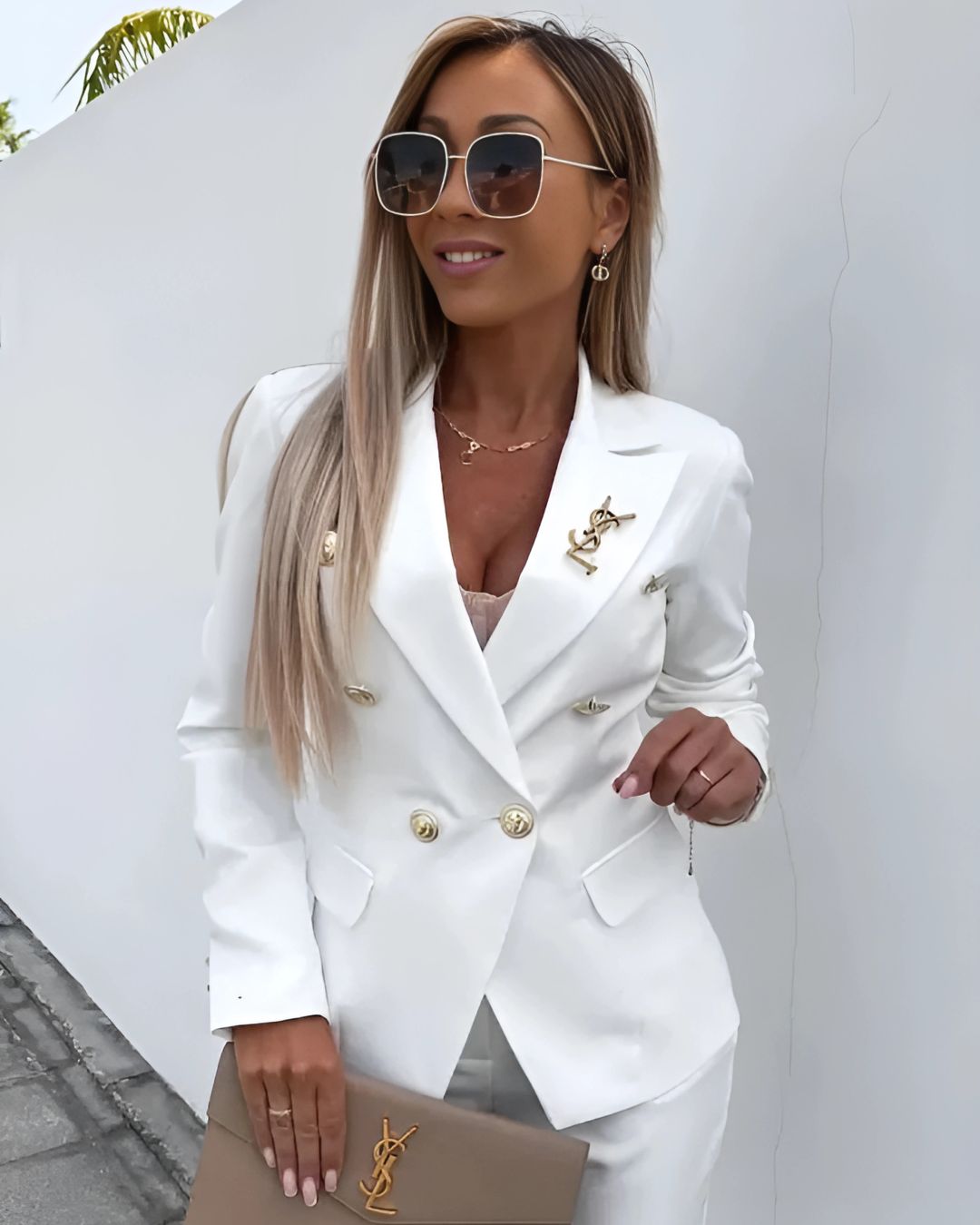 Tweedelige dames slim-fit set voor moderne zakelijke looks