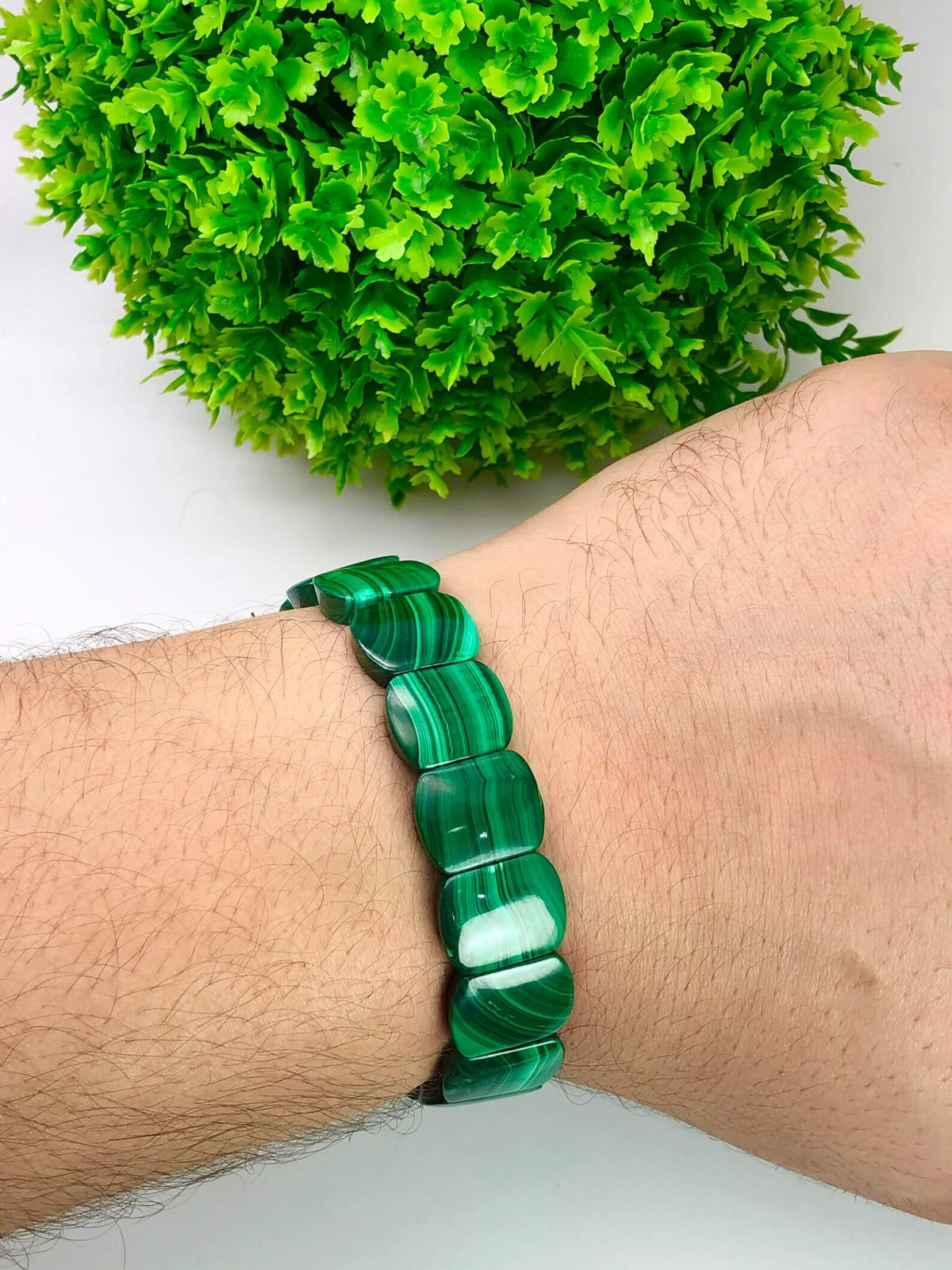 Armband met natuurlijke malachietstenen