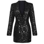 Pailletten blazer jumpsuit met dubbele rij knopen