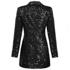 Pailletten blazer jumpsuit met dubbele rij knopen