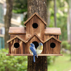 6 gats handgemaakt vogelhuisje
