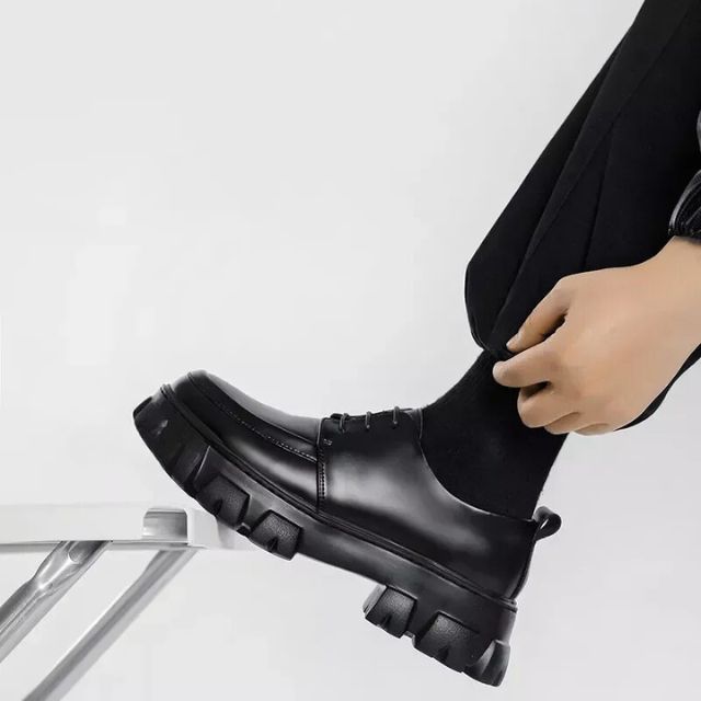 Leren schoenen met dikke zool — afbeelding 15