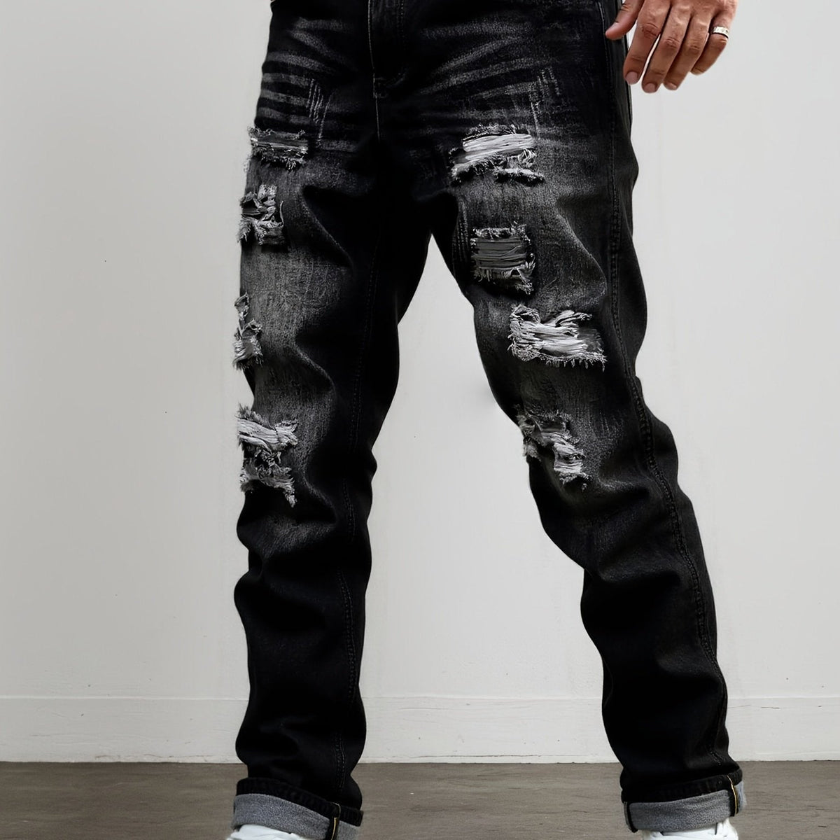 Rechte jeans met verwassen details