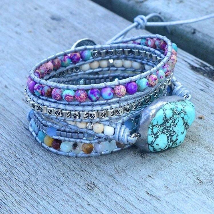 Turkoois heling en bescherming wikkelarmband